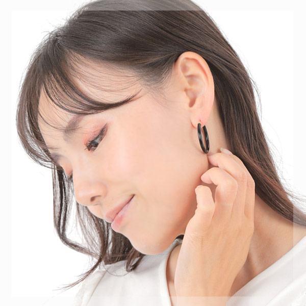 オニキス フープ スナップピアス K18YG 18金 18k イエローゴールド