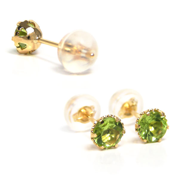 K18YG ペリドット ピアス