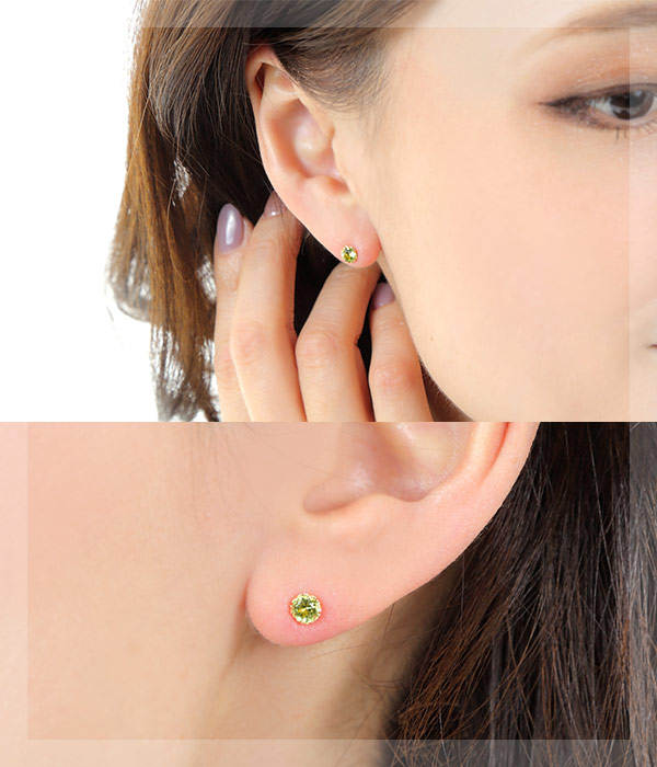 K18YG ペリドット ピアス