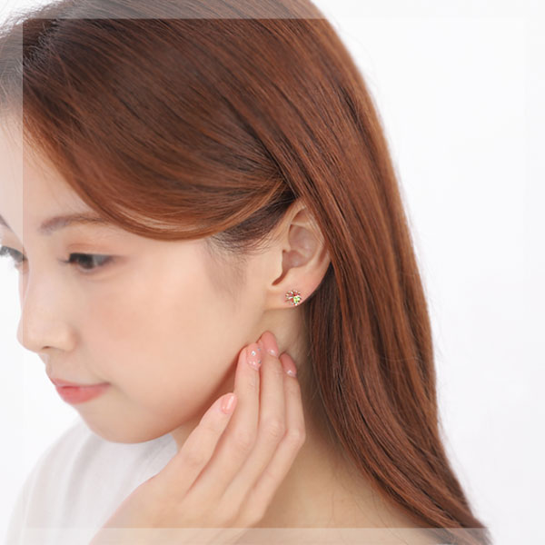 ペリドット クローバー ハート ピアス K10YG 10k 10金 イエローゴールド