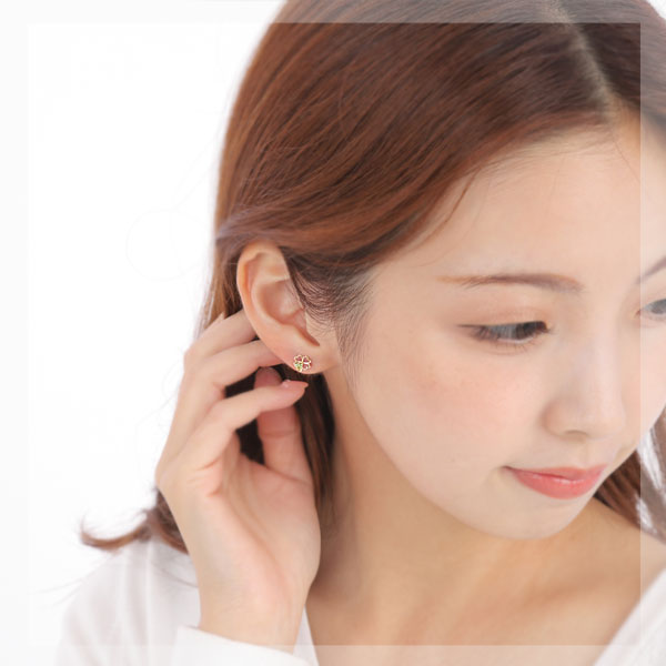 ペリドット クローバー ハート ピアス K10YG 10k 10金 イエローゴールド