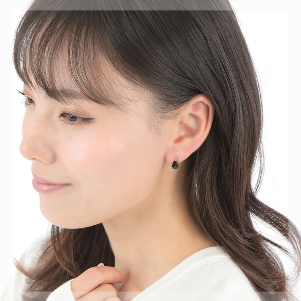 スモーキークォーツ ホワイトトパーズ ピアス K18YG 18金 18k イエローゴールド ドロップ 大粒