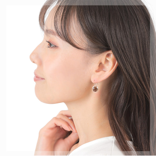 スモーキークォーツ スモーキークオーツ フックピアス 10x8mm K10PG ピンクゴールド