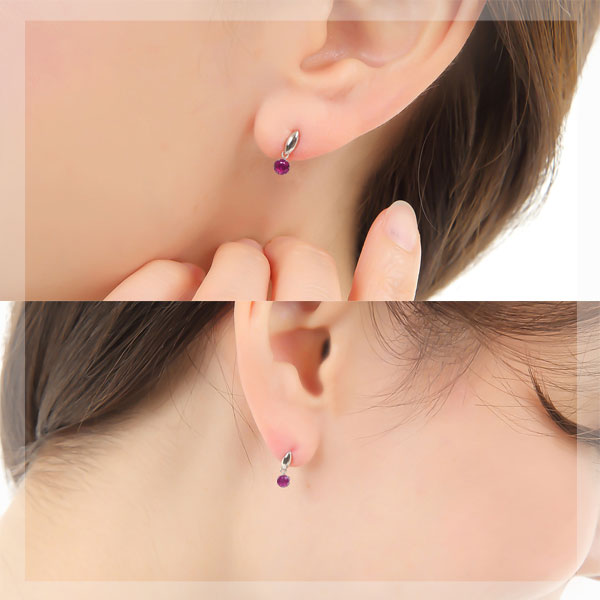 プラチナ・ルビー・ピアス
