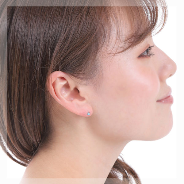 ターコイズ ピアス K18YG 18k 18金 3mm イエロー ゴールド