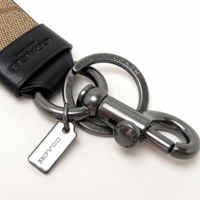 ★新品★COACH(コーチ)★カラビナキーリングキーホルダー3リング黒レザー COACH コーチ キーホルダー カラビナ レザー 3リング キーリング