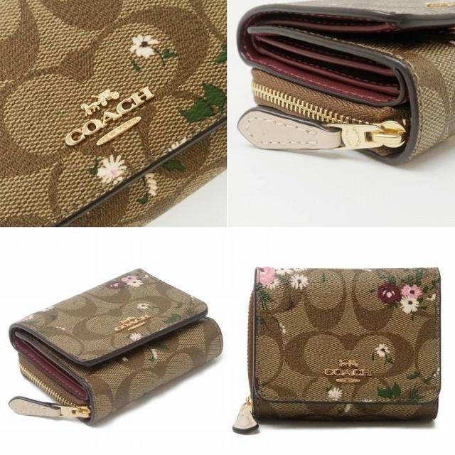 コーチ COACH 財布 レディース 三つ折り財布 レディース レザー フローラル 花柄 シグネチャー 6864IME7V ブランド 人気 コーチ COACH 財布 レディース 三つ折り財布 レディース レザー