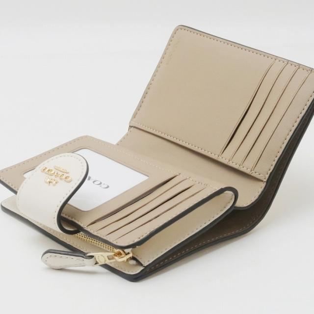 おりみみ〈未使用品〉 COACH コーチ 財布 二つ折り 2つ折り COACH コーチ 財布 二つ折り財布 レディース 新品 未使用 白 茶