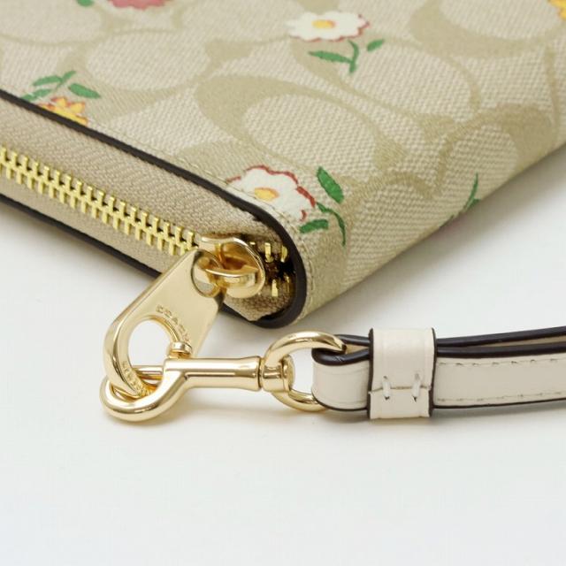 コーチ COACH 財布 レディース 長財布 花柄 ストラップ ラウンド