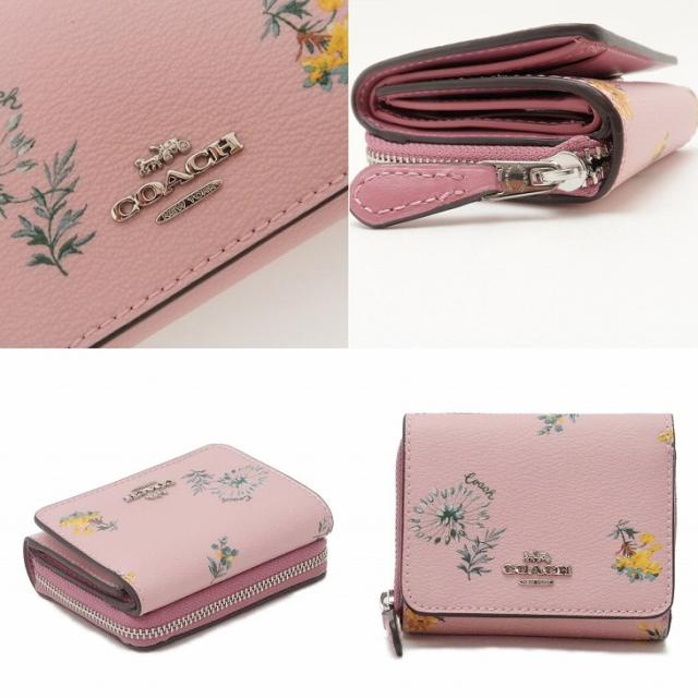 コーチ COACH 財布 レディース 三つ折り財布 レザー フローラル
