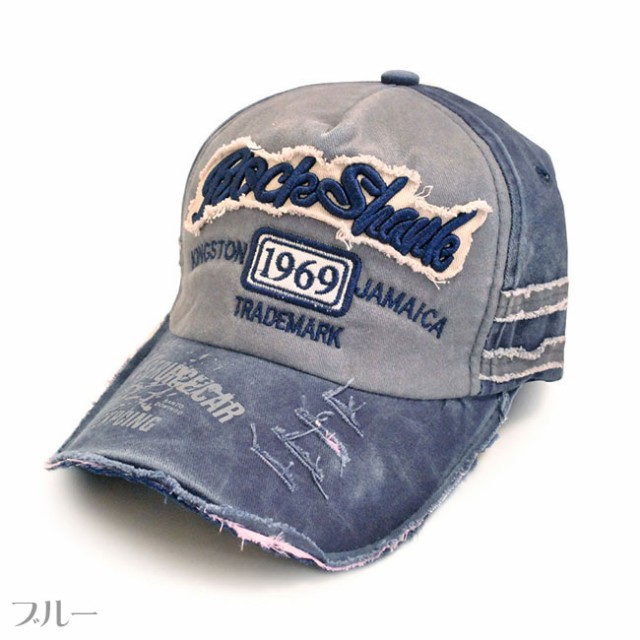 キャップダメージ加工RockShanle刺繍ワッペンロゴ1969シンプル