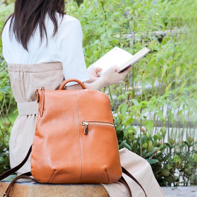 リュックサック レディース 本革 牛革 ハンドメイド ナチュラル 日本製