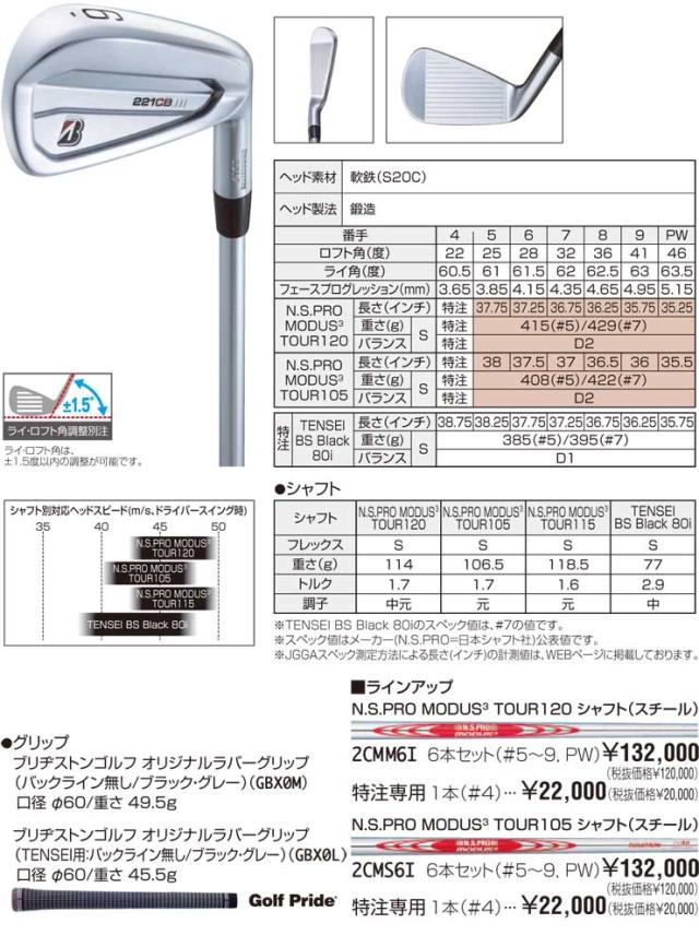 特注カスタムクラブ ブリヂストンゴルフ TOUR B 221CB アイアン