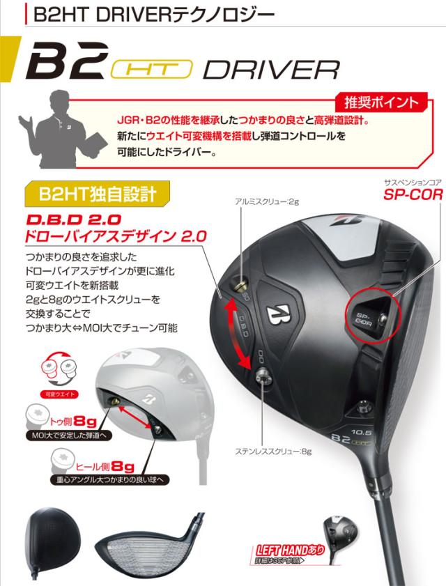 特注カスタムクラブ ブリヂストンゴルフ B2 HT ドライバー フジクラ