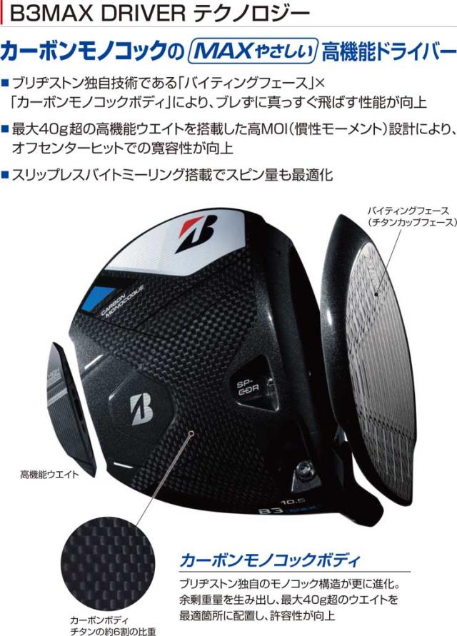 特注カスタムクラブ ブリヂストンゴルフ B3 MAX ドライバー フジクラ
