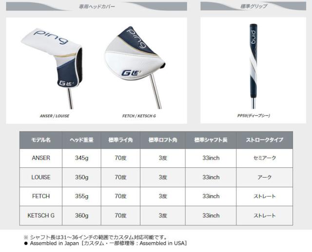 特注カスタムクラブ ピン G Le3 レディース ANSER パター 特注カスタムクラブ ピン G Le3 レディース ANSER パターの通販はau