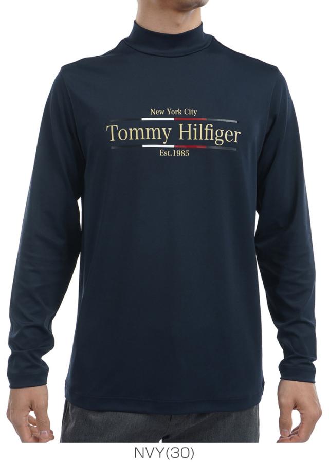 トミーヒルフィガー フロントロゴ モックネック 長袖シャツ ゴルフ