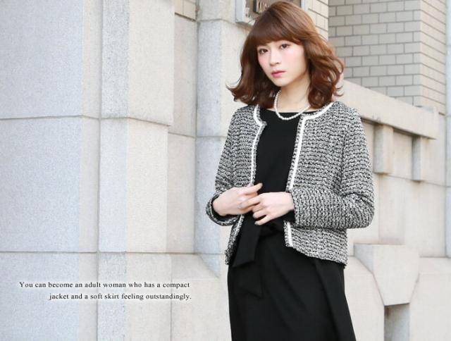 ジャケット ママ 卒園式 「なでしこ」 日本製ノーカラーツイード