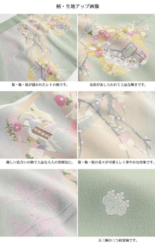 レンタル 正絹色留袖19点フルコーディネートレンタルセット「薄緑地