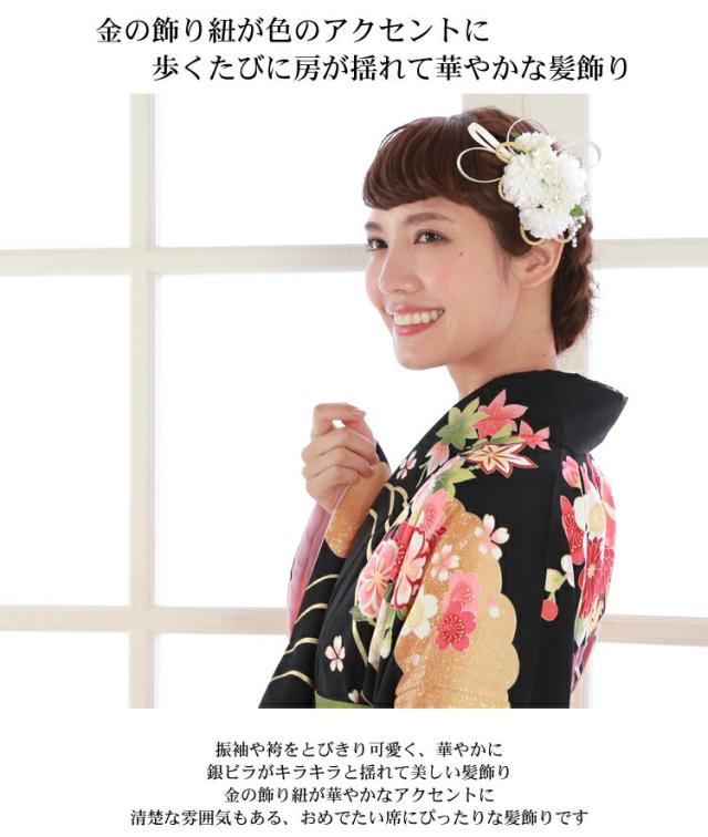 想像を超えての 髪飾り 卒業式 成人式 袴 小花に飾り紐と銀ビラ付髪飾り2点セット 振袖 コサージュ 花 赤 白 青 通販限定 Www Servblu Com