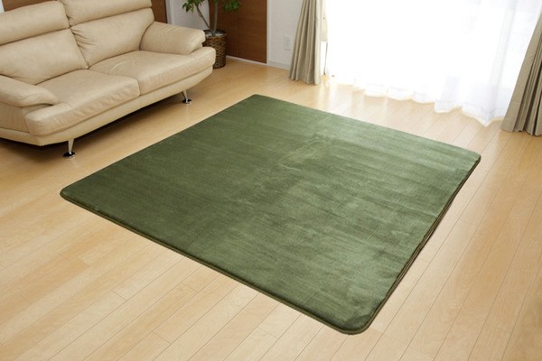 になります ラグ ベージュ 約200×300cm(ホットカーペット対応)の通販はau PAY マーケット - フジックス|商品ロットナンバー:249525666 カーペット 4畳 無地 フランネル 『フラン』 モスグリー