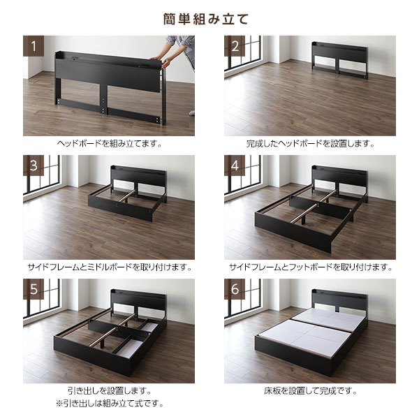 正規店通販 ベッド 収納付き 引き出し付き 木製 棚付き ヴィンテージ ブラック セミダブル ポケットコイルマットレス付きの通販はau PAY マーケット - フジックス|商品ロットナンバー:500703402 セール即納
