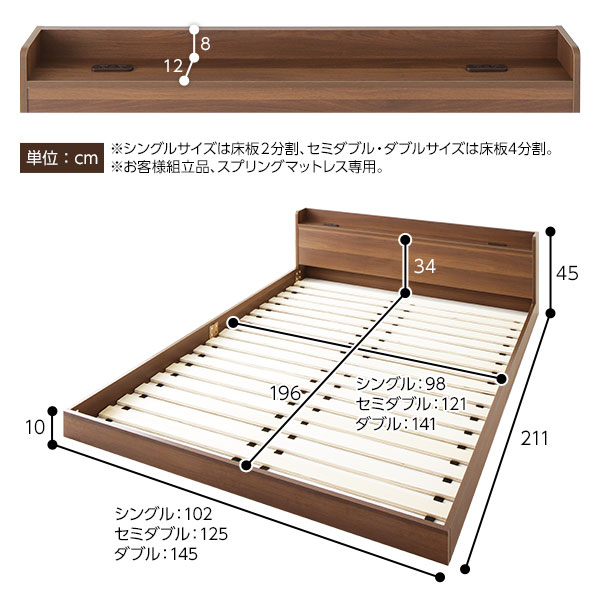 2022品質保証 ベッド 低床 ロータイプ すのこ 木製 宮付き 棚付き コンセント付き ヴィンテージ ブラック セミダブル ポケットコイルマットレス付きの通販はau PAY マーケット - フジックス|商品ロットナ 超特価特価