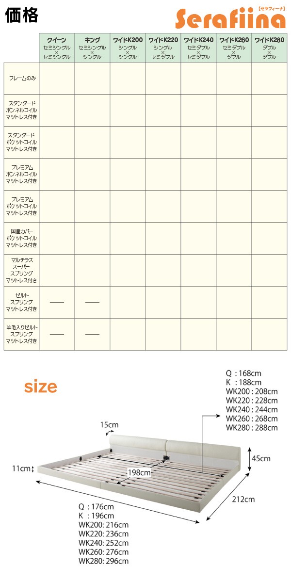 組立設置料込み〕ワイドレザーフロアベッド 〔Serafiina 組立設置料込み〕ワイドレザーフロアベッド 〔Serafiina