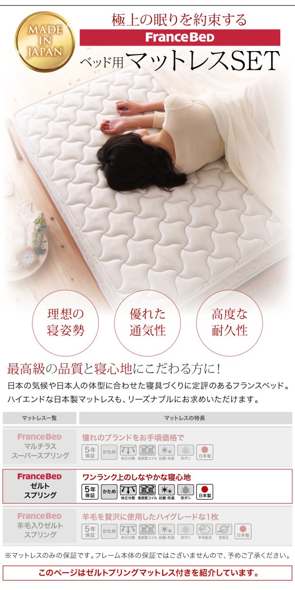 めします 跳上げベッド ラージ 〔マット〕灰の通販はau PAY マーケット - フジックス|商品ロットナンバー:230858546 レナーチ ホワイト 〔ゼルトスプリングマット付〕 縦開き シングル ホワイト