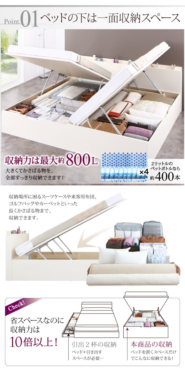 好評セール 跳上げベッド セミダブル レギュラーの通販はau PAY マーケット - フジックス|商品ロットナンバー:305563797 レナーチ ホワイト 〔薄型スタンダードポケットコイルマット付〕 縦開き 再入荷得価