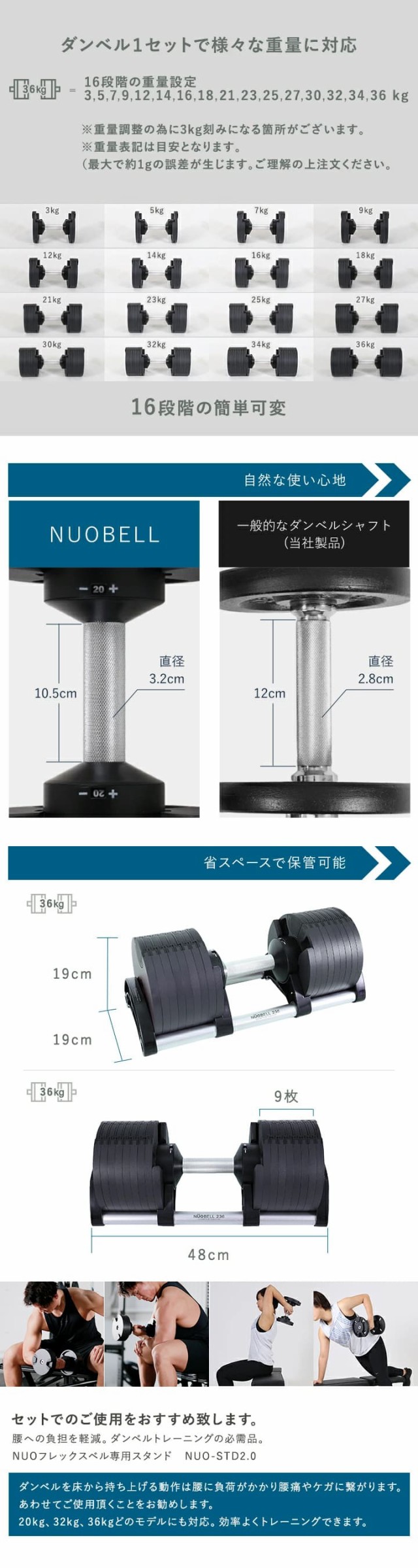 フレックスベル FLEXBELL 可変式ダンベル 36kg 2kg刻み アジャスタブル