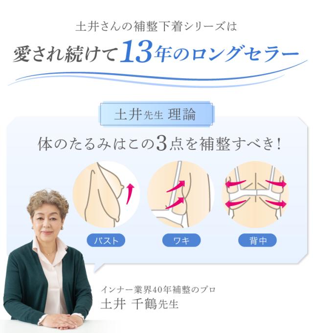 ノンワイヤー補正下着 特許製法 土井さんの軽うす美姿勢ブラキャミ