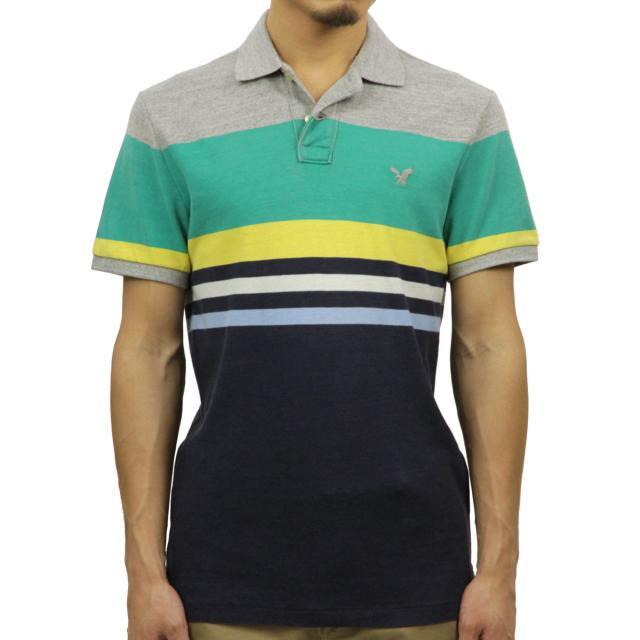 アメリカンイーグル AMERICAN EAGLE 正規品 メンズ ポロシャツ 2165-6996 ネイビーグレーグリーン