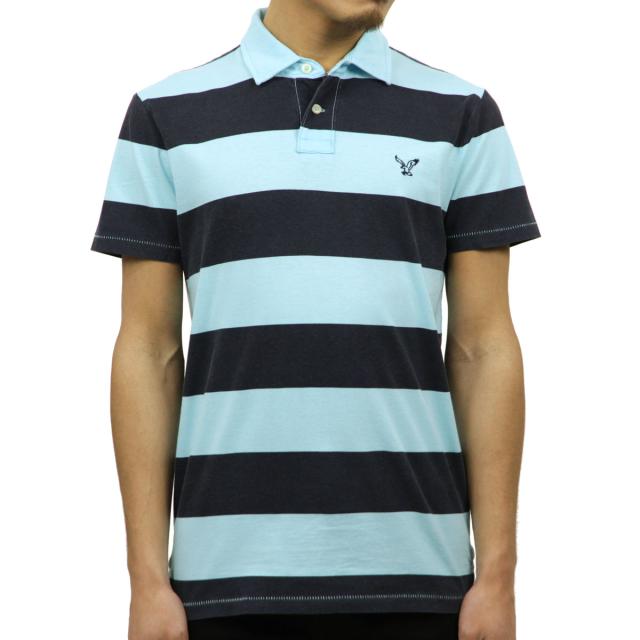 アメリカンイーグル AMERICAN EAGLE 正規品 メンズ ポロシャツ AE Striped Jersey Polo 2165-7192 BLUE