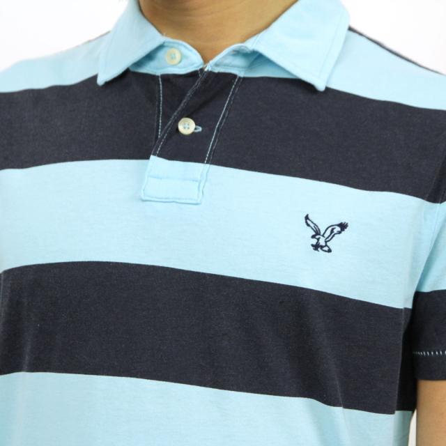 アメリカンイーグル AMERICAN EAGLE 正規品 メンズ ポロシャツ AE Striped Jersey Polo 2165-7192 BLUE