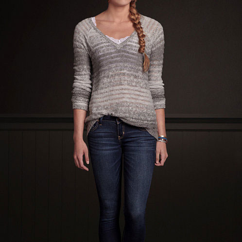 ホリスター HOLLISTER 正規品 レディース Vネックセーター Pacific V Neck Sweater GREY