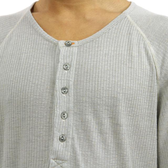 ヌーディージーンズ Nudie Jeans メンズ 長袖ヘンリーTシャツ LONG SLEEVE HENRY TEE GREY GREY
