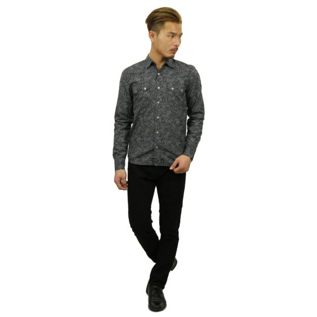 ヌーディージーンズ Nudie Jeans メンズ 長袖シャツ Gusten Printed 140274 Black/Grey