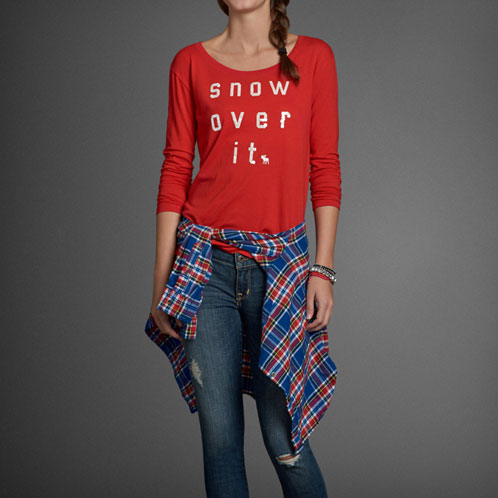 アバクロキッズ AbercrombieKids 正規品 子供服 ガールズ 長袖Tシャツ embellished easy fit tee