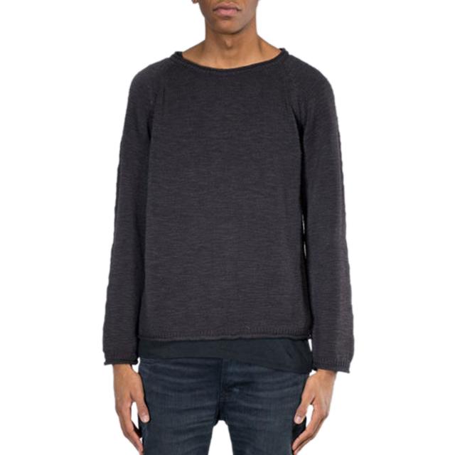 ヌーディージーンズ Nudie Jeans メンズ セーター Vladimir Cotton Linen 150191 6007 B01 Black