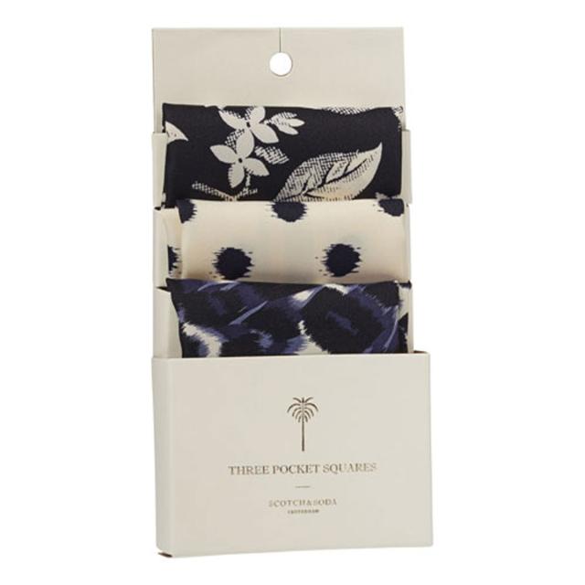 スコッチアンドソーダ SCOTCH＆SODA メンズ スカーフ Classic printed pochets. Sold 3 in 1 pack　77146　A