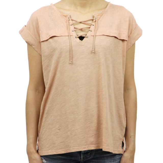 メゾンスコッチ MAISON SCOTCH 正規販売店 レディース 半袖Tシャツ Short sleeve tee with lace up safari detail at front 131234 36