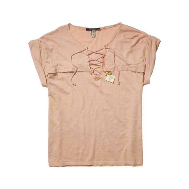 メゾンスコッチ MAISON SCOTCH 正規販売店 レディース 半袖Tシャツ Short sleeve tee with lace up safari detail at front 131234 36