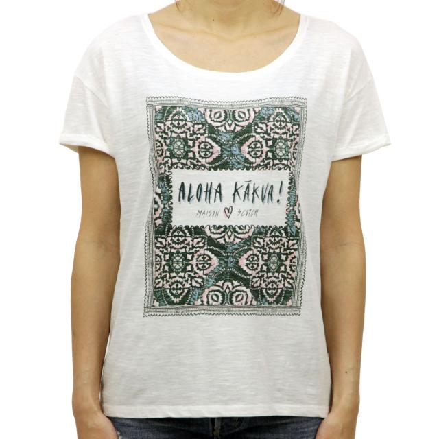 メゾンスコッチ MAISON SCOTCH 正規販売店 レディース 半袖Tシャツ Boxy fit cotton slub tee with surf inspired artworks 131250 D