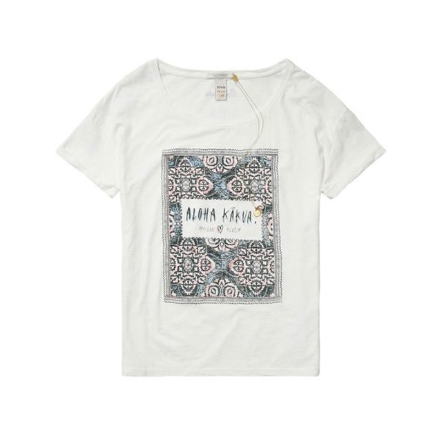 メゾンスコッチ MAISON SCOTCH 正規販売店 レディース 半袖Tシャツ Boxy fit cotton slub tee with surf inspired artworks 131250 D