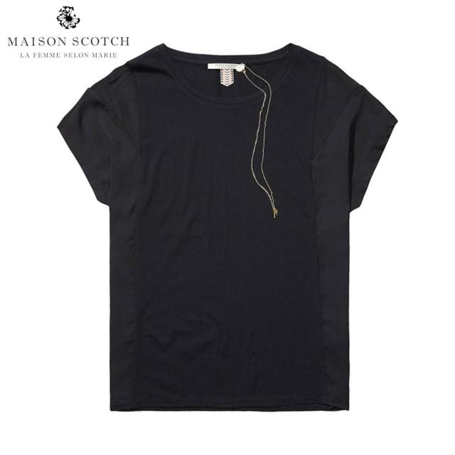 メゾンスコッチ 正規販売店 レディース 半袖Tシャツ Short sleeve tee lace up safari de MAISON SCOTCH メゾンスコッチ 正規販売店 レディース 半袖T