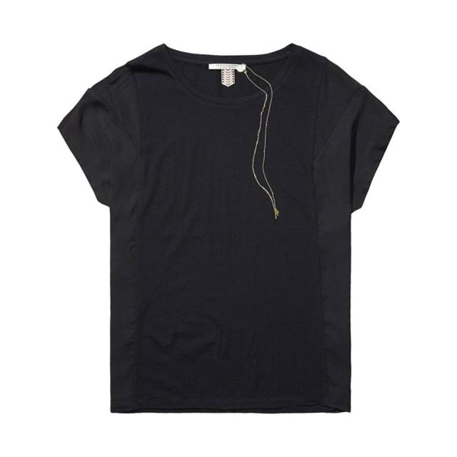 メゾンスコッチ MAISON SCOTCH 正規販売店 レディース 半袖Tシャツ Woven & jersey panelled tee 131229 90