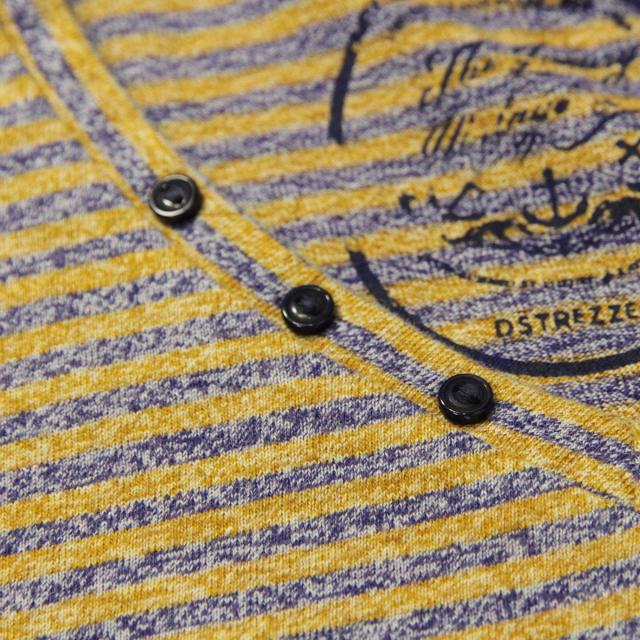 ディストレス DSTREZZED 正規販売店 メンズ 半袖Tシャツ V-neck s/s Y/D stripe melange 202192 60