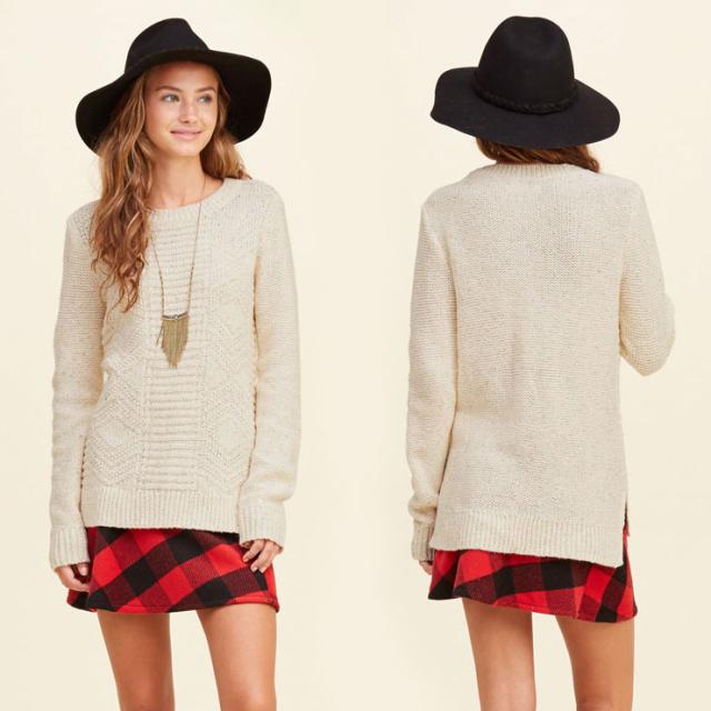 ホリスター HOLLISTER 正規品 レディース セーター Textured-Stitch Crew Sweater 350-507-0575-102