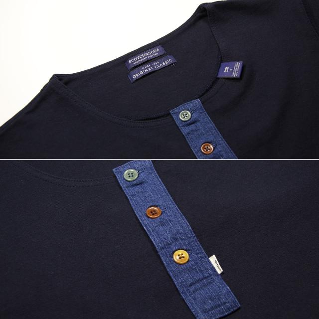 スコッチアンドソーダ SCOTCH＆SODA 正規販売店 メンズ 長袖Tシャツ Longsleeve granddad tee in lightweight felpa quality with neps 101585 04